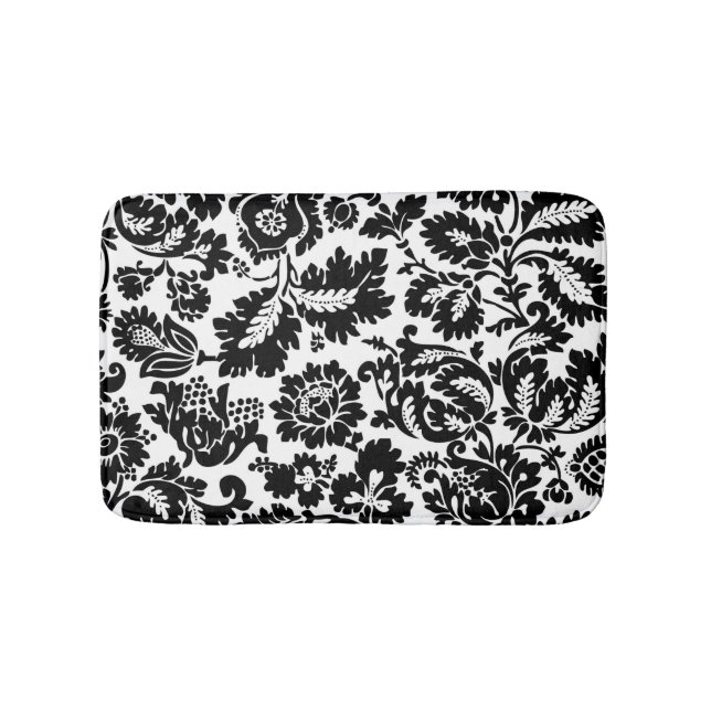 Tapis De Bain Modèle floral vénitien noir et blanc de William Mo (Devant)