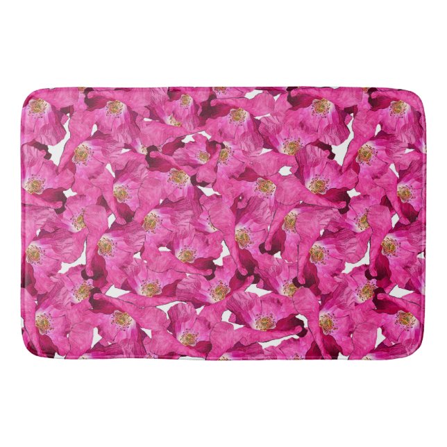 Tapis De Bain Modèle rose de pavots floraux (Devant)
