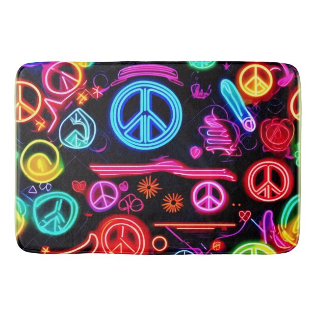 Tapis De Bain Modèles de symbole de paix au néon (Devant)