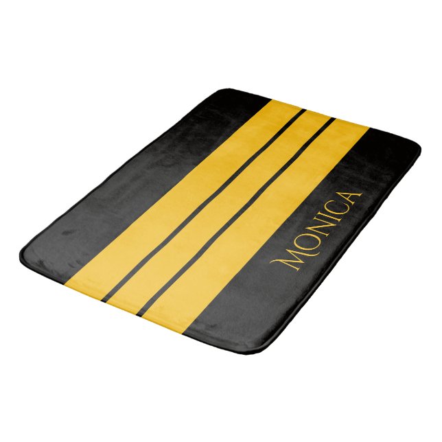Tapis De Bain  modern black &yellow  monogram name (Angle)