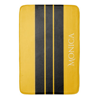 Tapis De Bain  modern black &yellow  monogram name