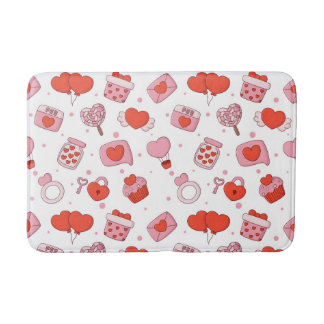 Tapis De Bain Modern Love Design Happy Valentine’s Day Red Heart