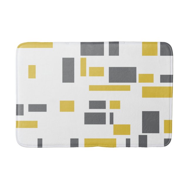 Tapis De Bain Modern, simple, cool geometric yellow gray pattern (Devant)