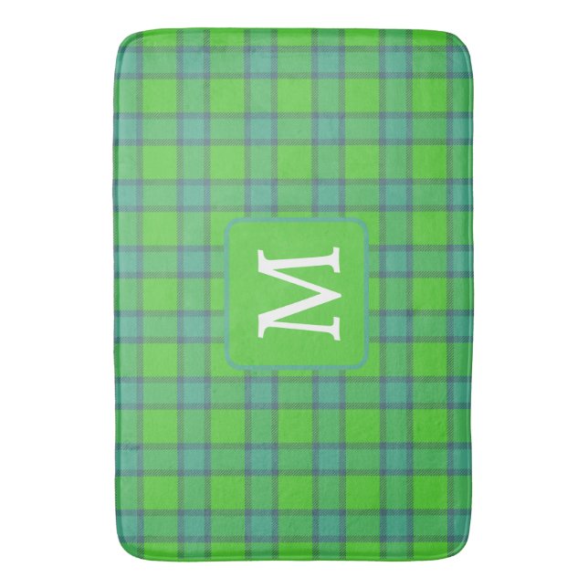 Tapis De Bain Modern stylish green &blue Plaid monogram (devant Vertical)