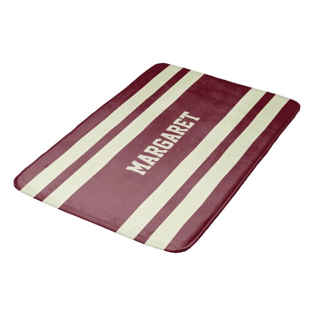 Tapis De Bain Modern stylish red white monogram name  (Angle)