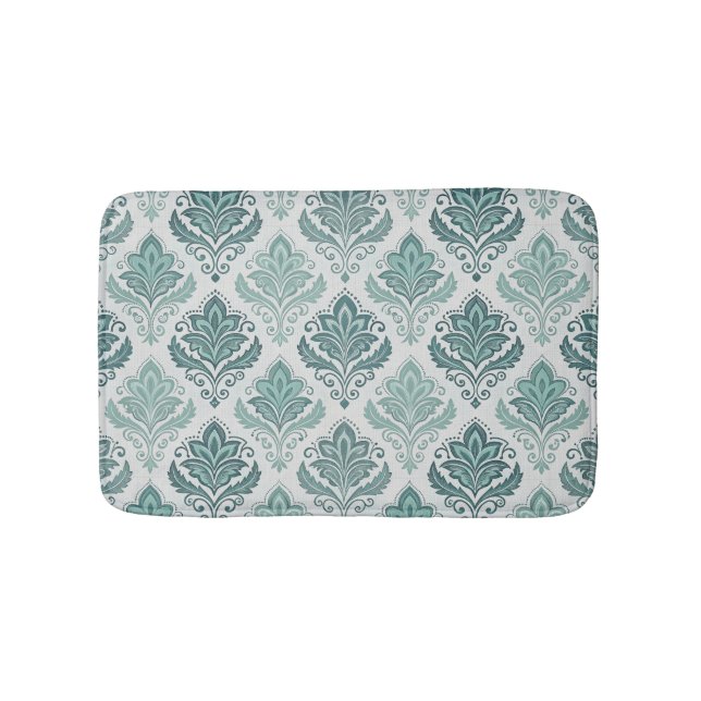 Tapis De Bain Modern Teal Nordic Damask (Devant)