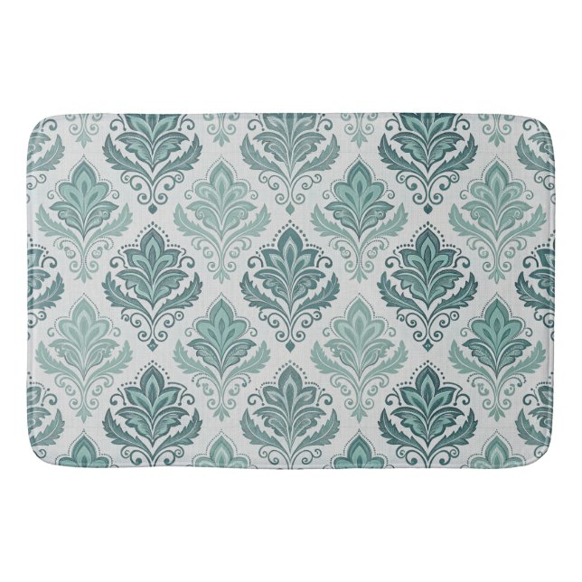 Tapis De Bain Modern Teal Nordic Damask (Devant)