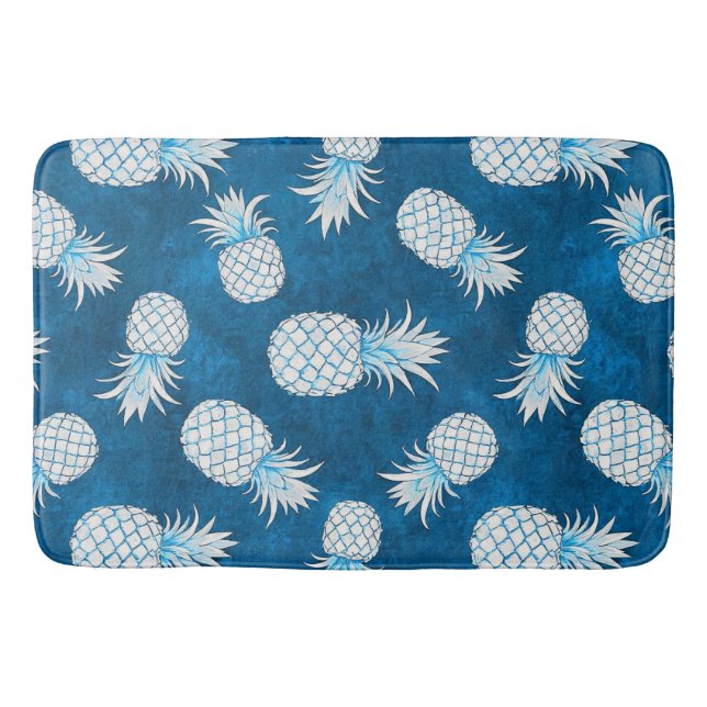 Tapis De Bain Modern Tropical Pineapple Watercolor (Devant)