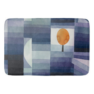 Tapis De Bain Moderne Abstrait Géométrique Bleu Orange Klee