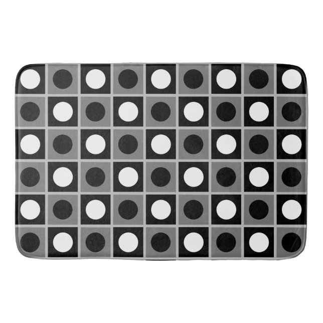 Tapis De Bain Moderne Abstrait Noir Gris & Blanc (Devant)