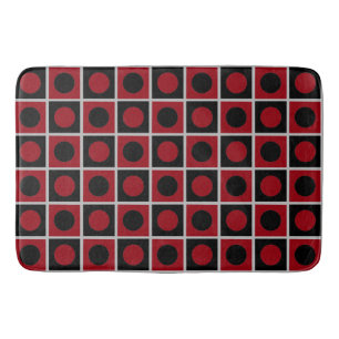 Tapis de bain moderne abstrait noir gris et rouge
