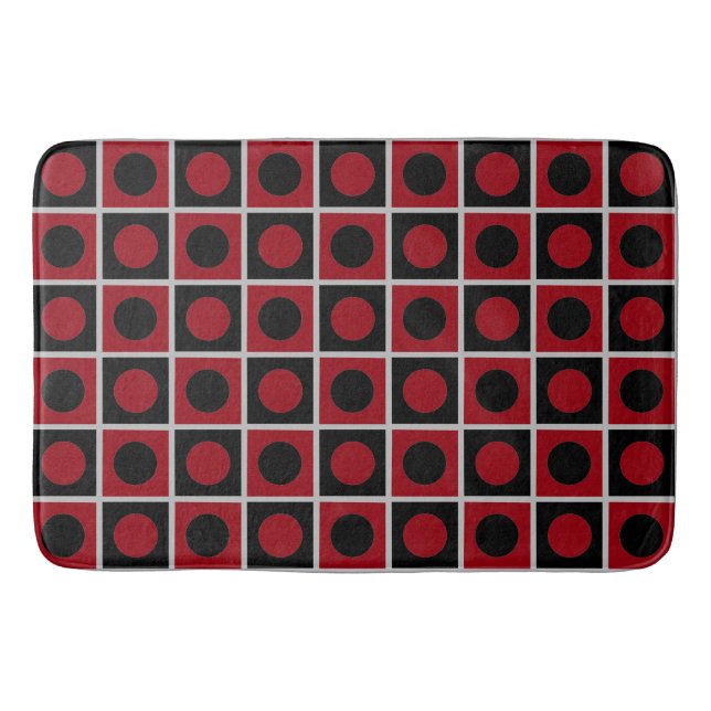 Tapis de bain moderne abstrait noir gris et rouge (Devant)