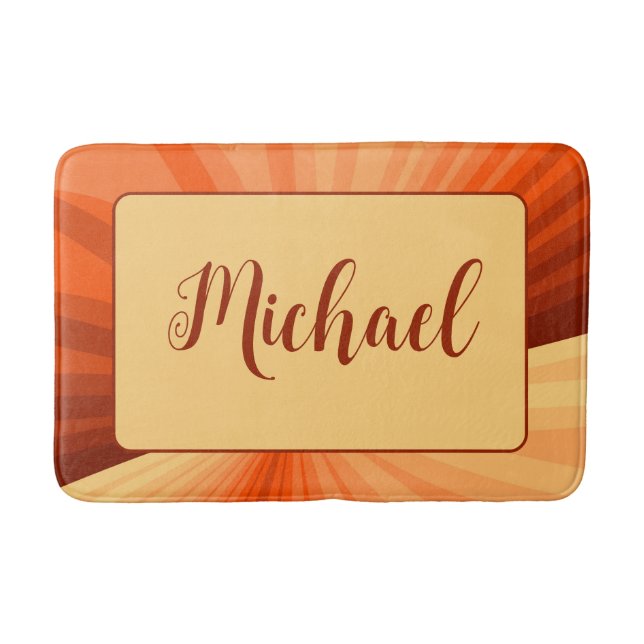 Tapis De Bain Moderne Abstrait Nom Graphique Orange Rouge Vanill (Devant)
