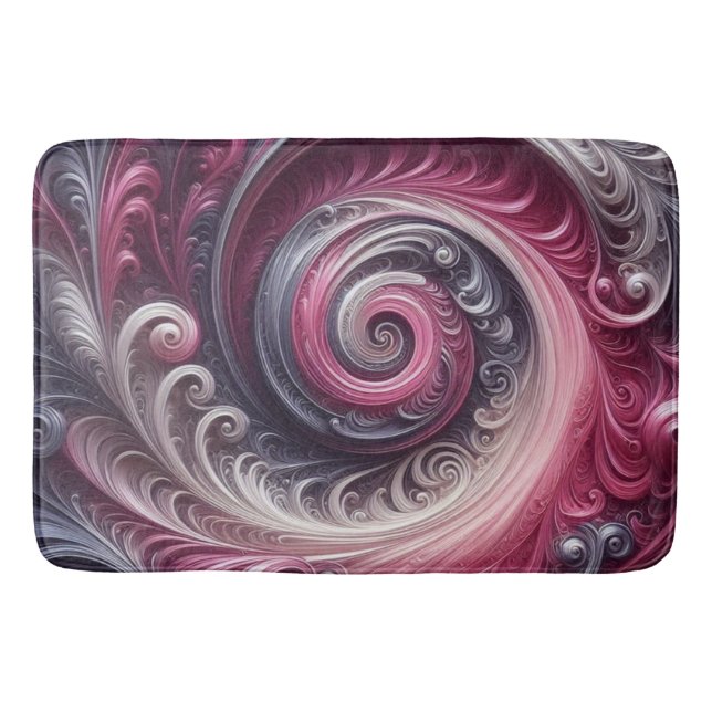 Tapis De Bain Moderne Abstrait Simple Tourbillonnant Rose et Vio (Devant)