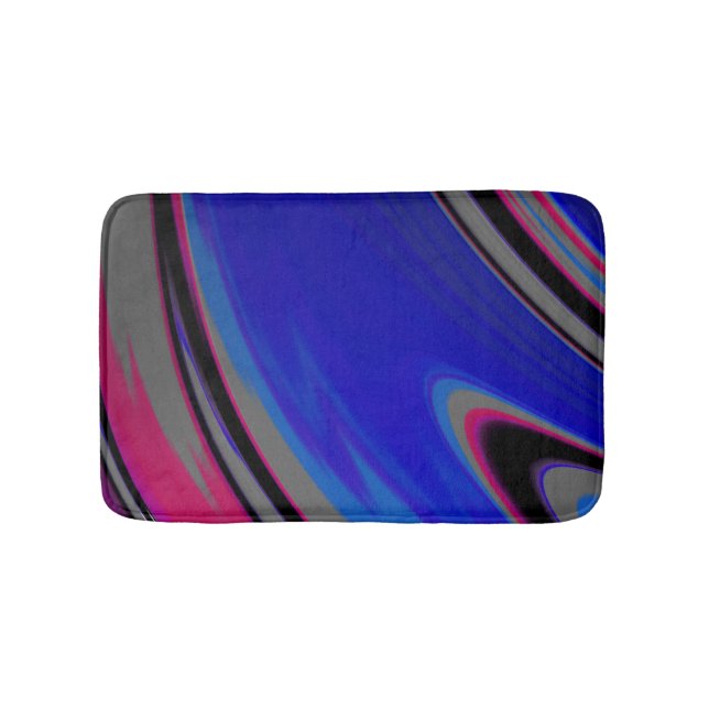 Tapis De Bain Moderne bleu foncé gris magenta fractal spiral (Devant)