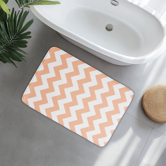 Tapis De Bain Moderne chevron orange pêche (Créateur téléchargé)