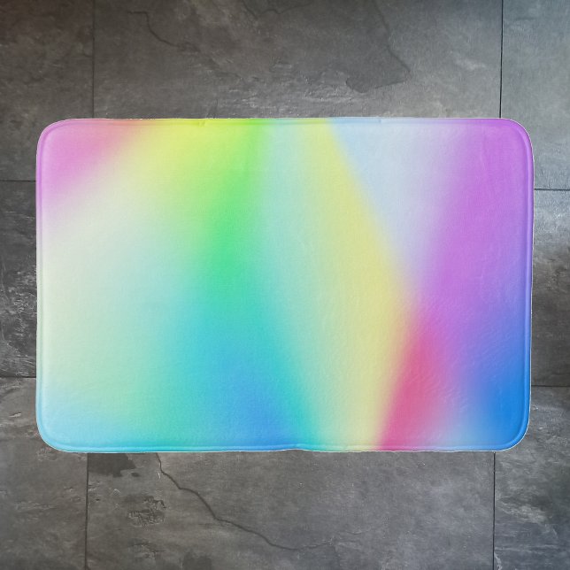 Tapis De Bain Moderne couleurs arc-en-ciel pastel iridescent (Créateur téléchargé)