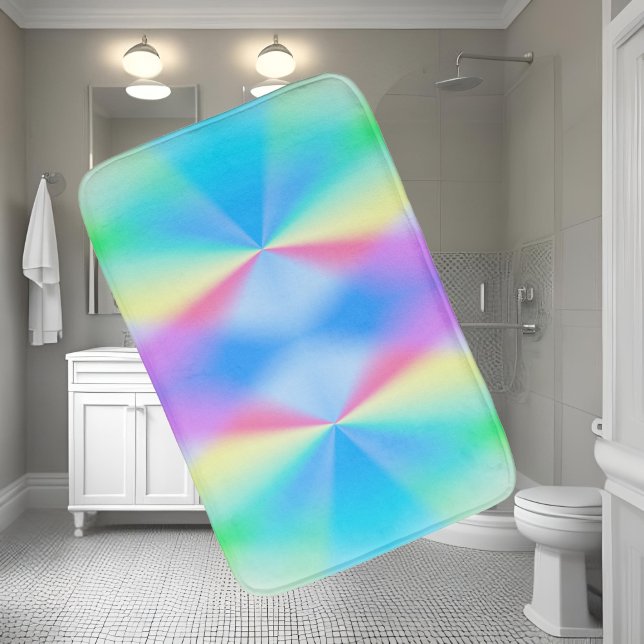 Tapis De Bain Moderne couleurs arc-en-ciel pastel iridescent (Créateur téléchargé)