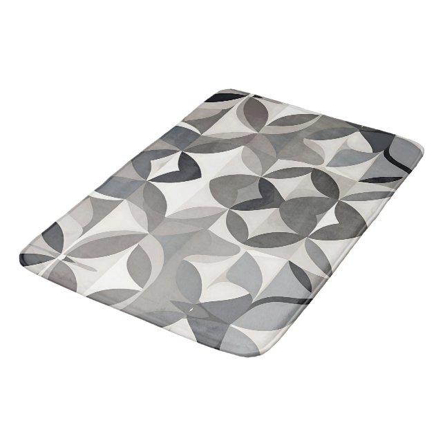 Tapis De Bain Moderne Élégant Gris Floral (Angle)