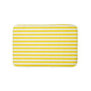 Tapis De Bain Moderne Elégant Modèle Jaune Blanc rayé Petit