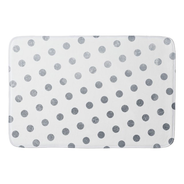 Tapis De Bain Moderne Élégant Simple Chic Pois d'argent blanc (Devant)