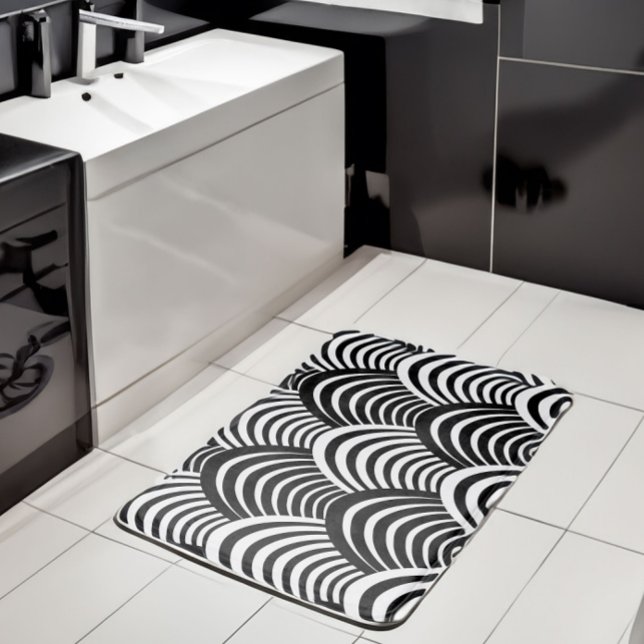 Tapis De Bain Moderne Jazz Age Roaring Années Noir et blanc (Créateur téléchargé)