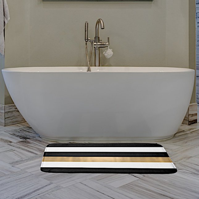 Tapis de bain moderne noir blanc et doré (Créateur téléchargé)