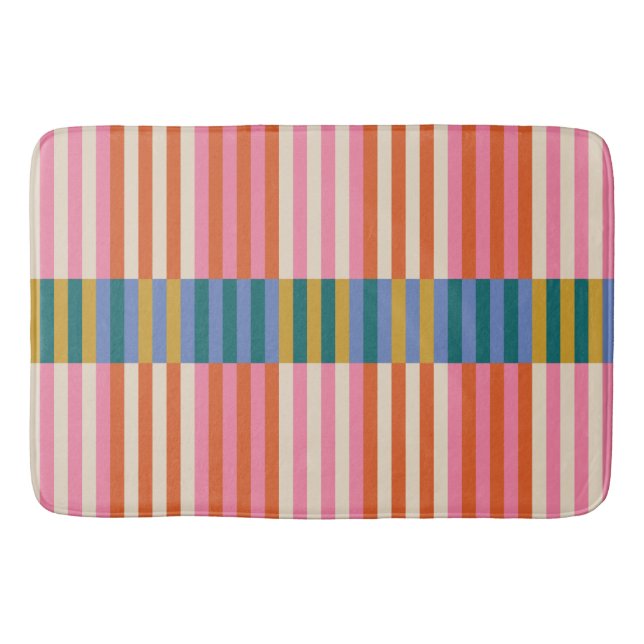 Tapis De Bain Moderne Plaid Orange, Rose, Bleu, Vert (Devant)