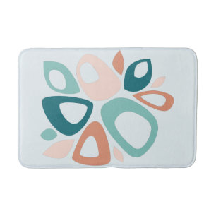 Tapis De Bain Moderne Stylish Peach Turquoise Saumon Abstrait