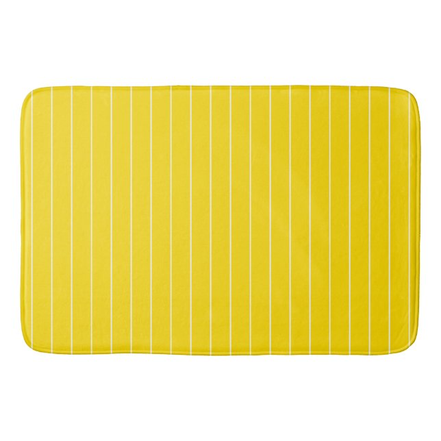 Tapis De Bain Moderne tendance Elégant Jaune Blanc rayé (Devant)