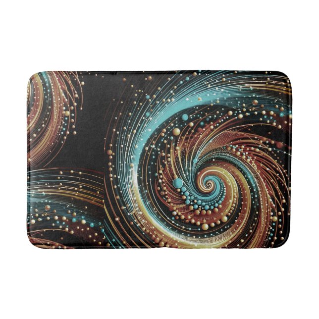 Tapis de bain moderne turquoise cuivre abstrait te (Devant)