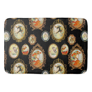 Tapis De Bain Moderne Vintage Art Nouveau Filles Cadres Fleurs
