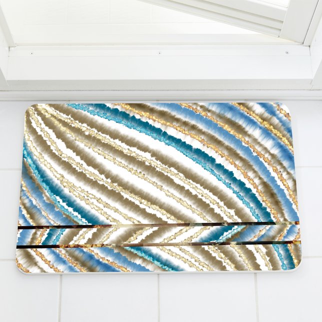 Tapis De Bain Moderne Wavy Beach Stripes (Créateur téléchargé)
