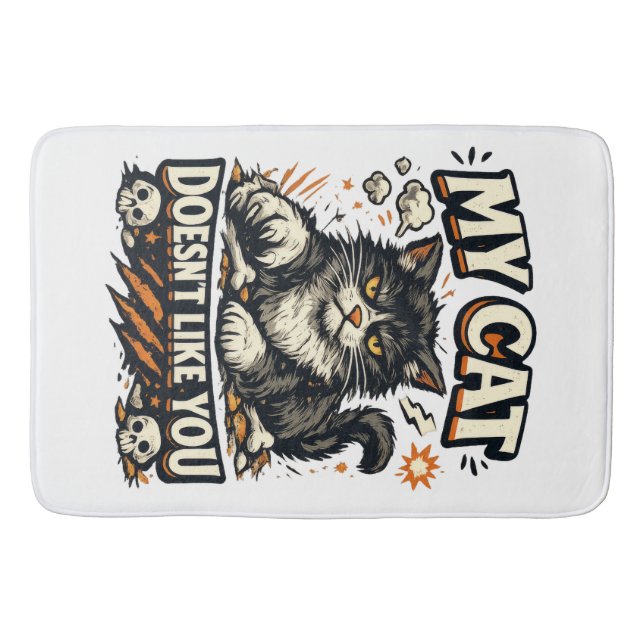 Tapis De Bain Mon Chat Ne T'Aime Pas Rétro (Devant)