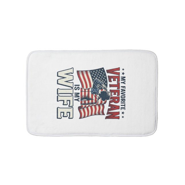 Tapis De Bain Mon vétéran préféré est ma femme Chemise patriotiq (Devant)