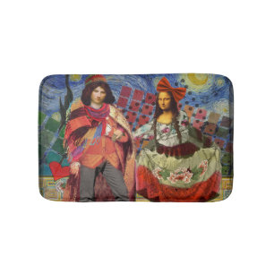 Tapis De Bain Mona Lisa Romantique Drôle Coloré Travail d'Art