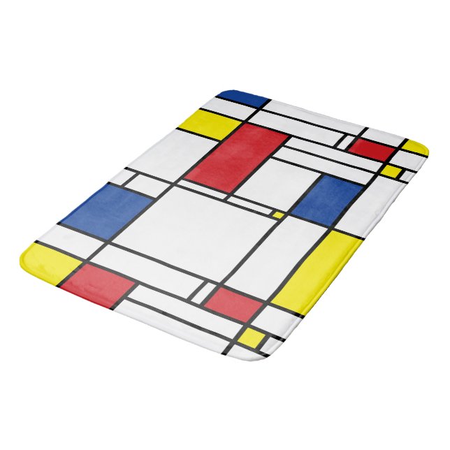 Tapis De Bain Mondrial Minimaliste Géométrique De Stijl Art Mode (Angle)