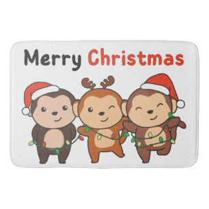 Tapis De Bain Monkey Christma Animals Monkeys Merry Christmas