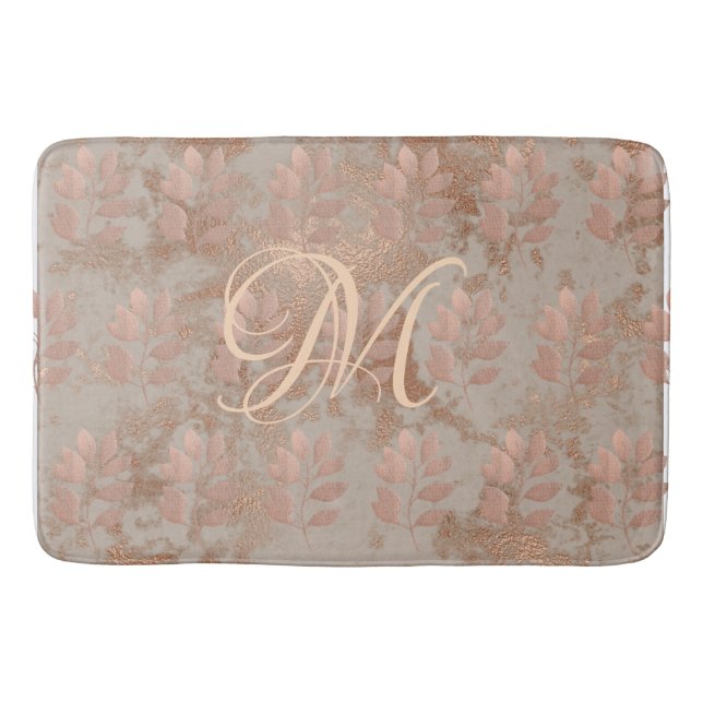Tapis De Bain Monogram Faux Rose Gold motif Mat de bain (Devant)
