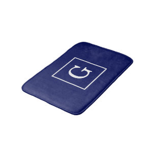Tapis De Bain Monogram initial de la Navy Blue White Framed