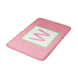 Tapis De Bain Monogram Pastel Rose Mint Green