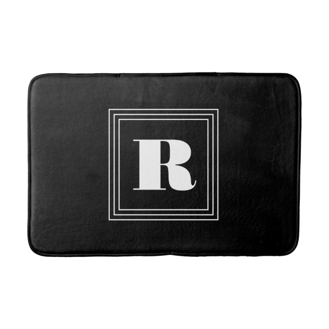 Tapis De Bain Monogramme 3 cadres | Noir & Blanc (Devant)