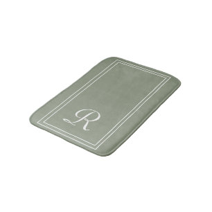 Tapis De Bain Monogramme à rayures blanches blanches sur mesure