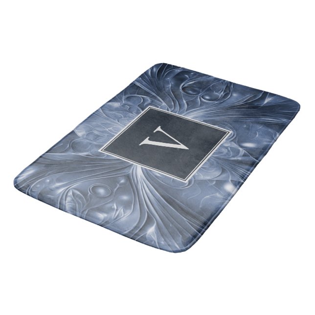 Tapis De Bain Monogramme Abstrait bleu Mat de bain (Angle)