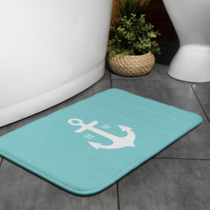 Tapis De Bain Monogramme Ancre Seaglass