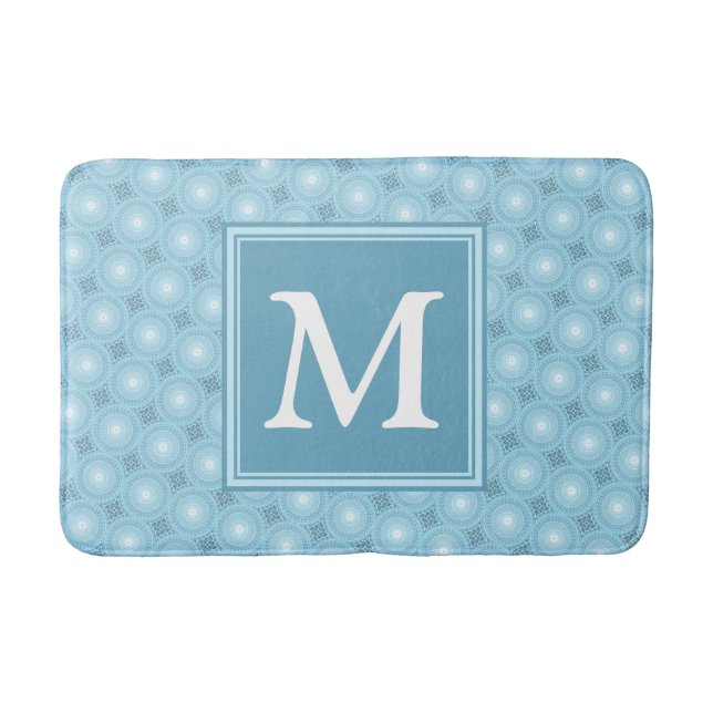 Tapis De Bain Monogramme ange bleu cercles motif (Devant)