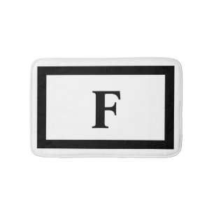 Tapis De Bain Monogramme blanc et noir moderne