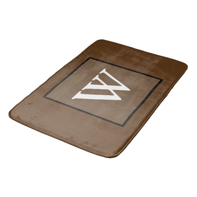Tapis De Bain Monogramme blanc marron (Angle)