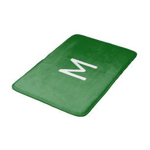 Tapis De Bain Monogramme blanc minimal sur vert