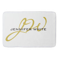 Monogramme blanc or couleur plaine minimaliste mod